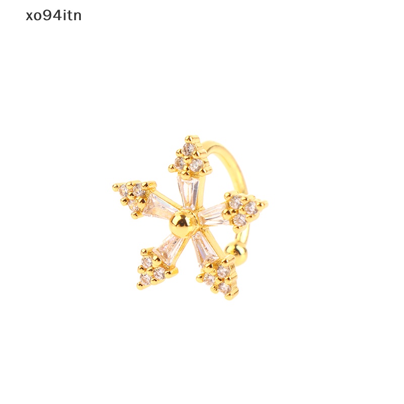 1 Khuyên Kẹp Vành Tai Hình Bông Hoa Đính Đá Thời Trang