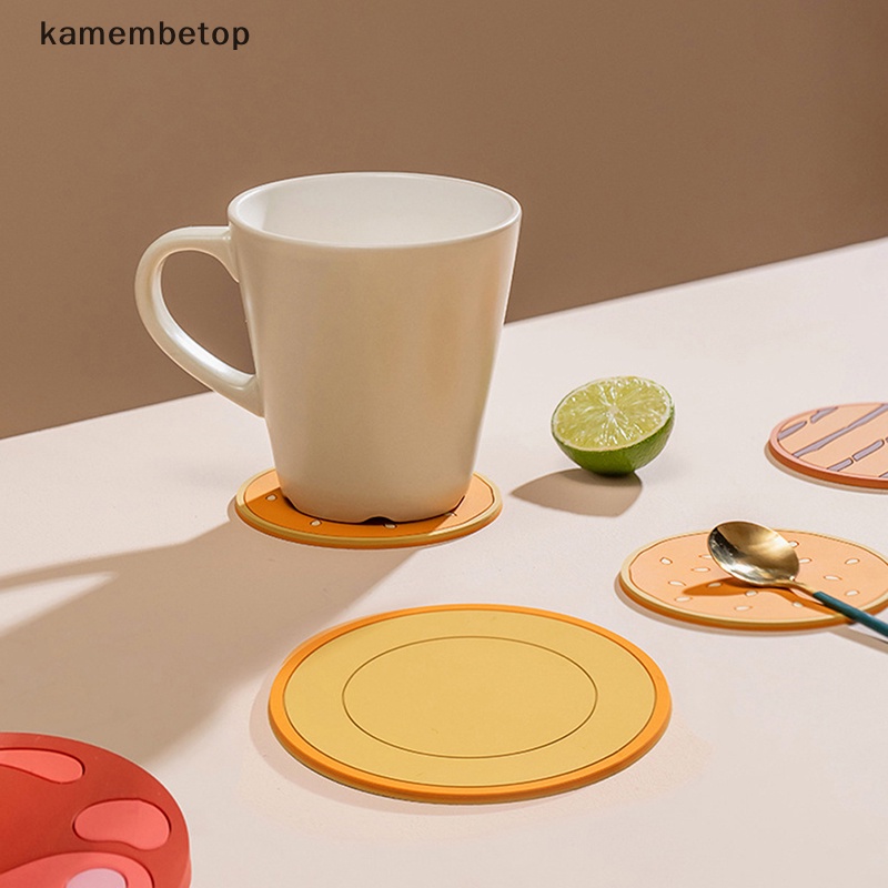 Bộ 8 Đế Lót Ly Bằng Silicone Cách Nhiệt Hình Bánh Burger Độc Đáo Trang Trí Bàn Ăn / Quán Bar / Nhà Bếp