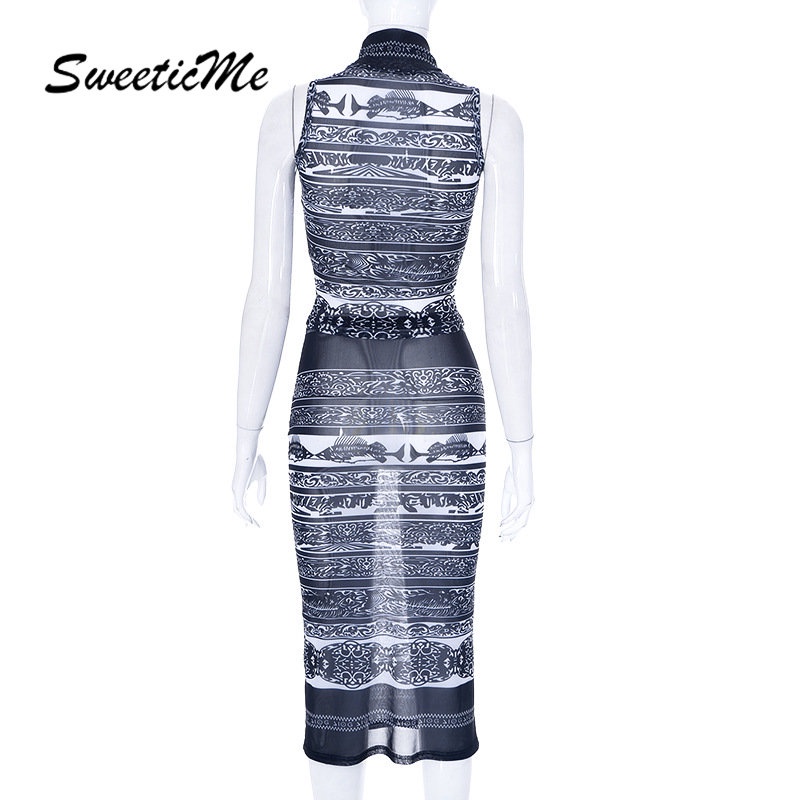 Bộ Áo Tank Top Cổ Cao Dáng Ôm In Họa Tiết Màu Tương Phản Thời Trang 2023 Cho Nữ