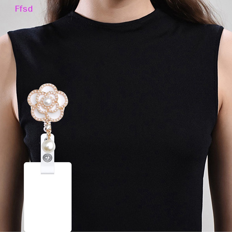 {Ffsd} Kẹp Giữ Thẻ ID Bảng Tên Có Thể Thu Vào Hình Hoa Đính Ngọc Trai Bán Chạy * Bán Chạy