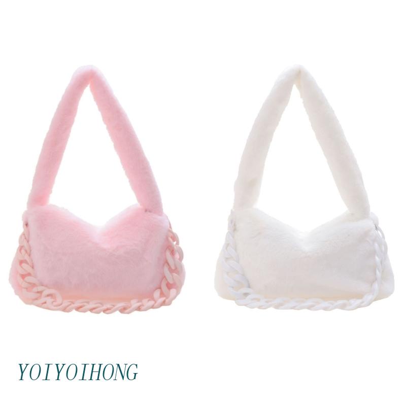 Túi Xách Lông Đeo Dưới Cánh Tay Màu Trơn Thời Trang Cho Nữ