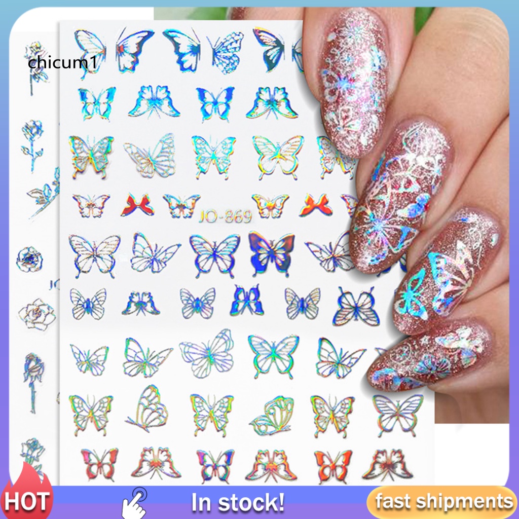 Miếng Dán Trang Trí Móng Tay Hình Trái Tim Màu Sắc Sống Động