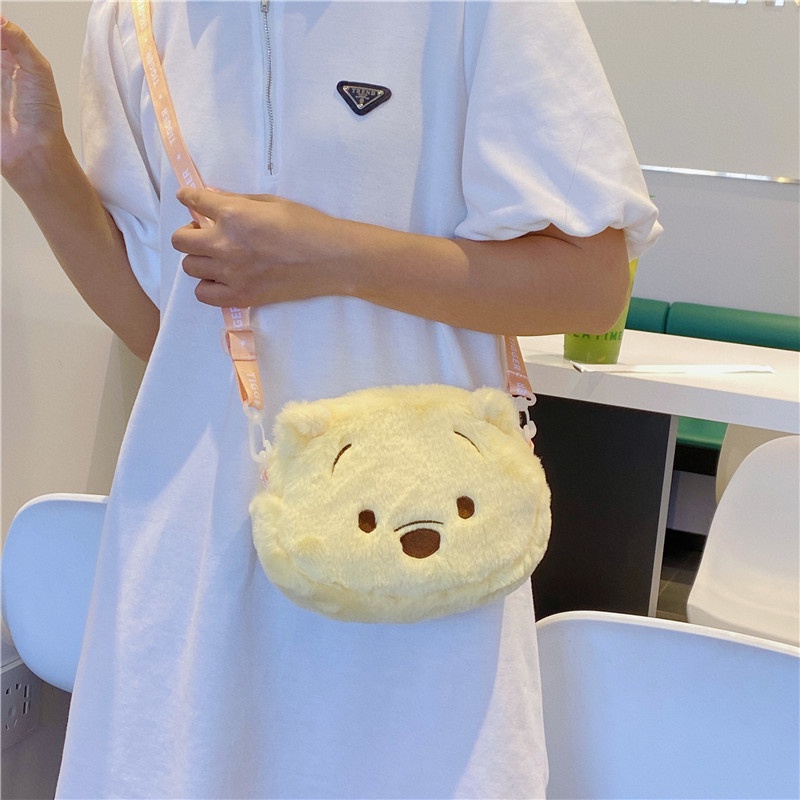 Túi Xách Đeo Vai Phủ Bông In Hoạt Hình Phong Cách Nhật Bản Đáng Yêu Dành Cho Nữ