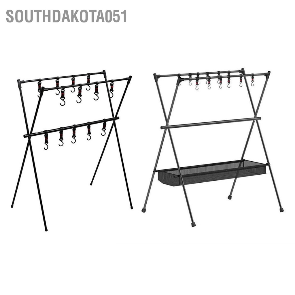 Southdakota051 Cắm Trại Giá Treo Hợp Kim Nhôm 2 Lớp Chân Máy Đa Năng Ngoài Trời Đứng Dụng Cụ Đen