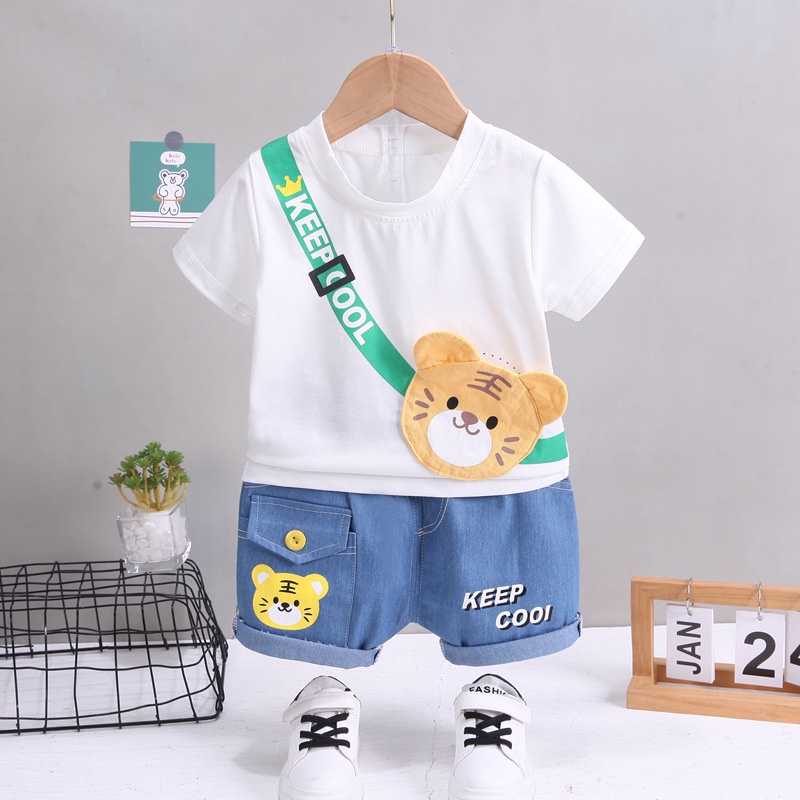 Set Đồ Thể Thao Mùa Hè 2 Món Gồm Áo Thun Cotton + Quần Dài Thời Trang Cho Bé Trai / Gái