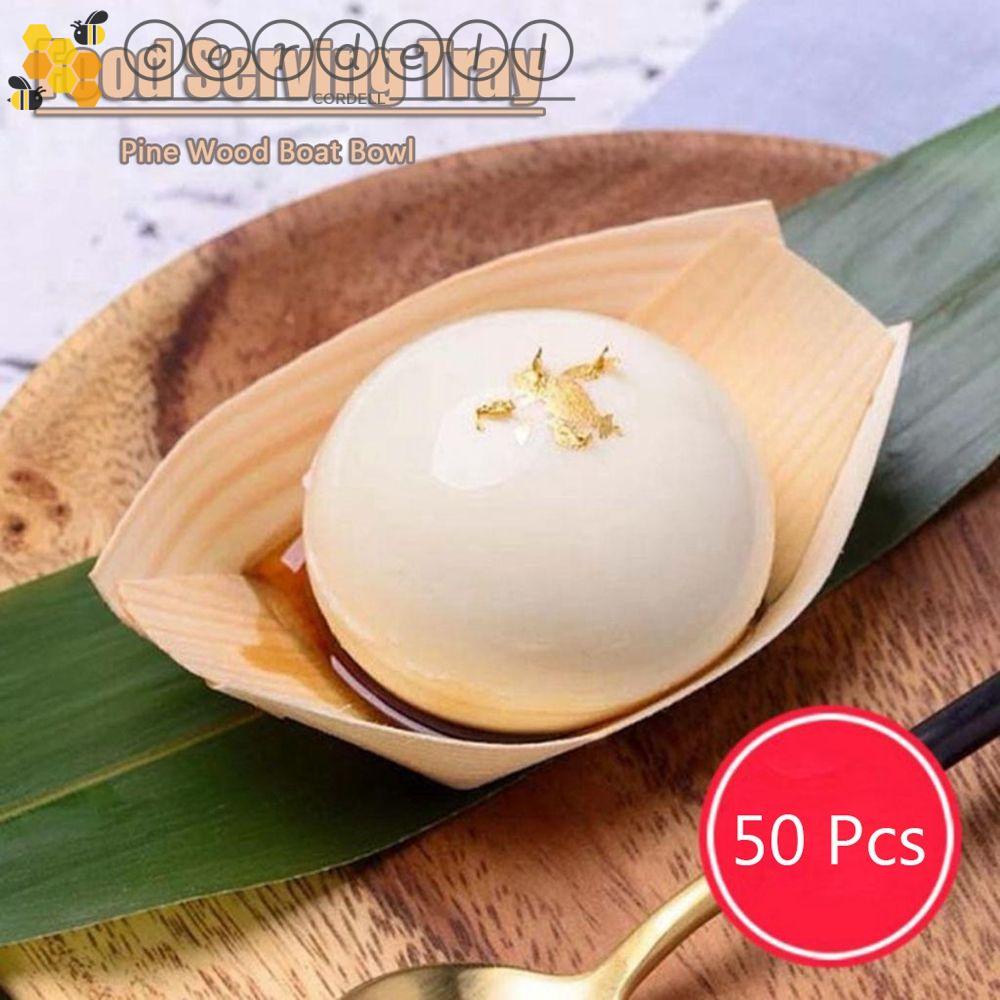 Set 50 khay gỗ đựng thức ăn hình chiếc thuyền dùng một lần tiện lợi