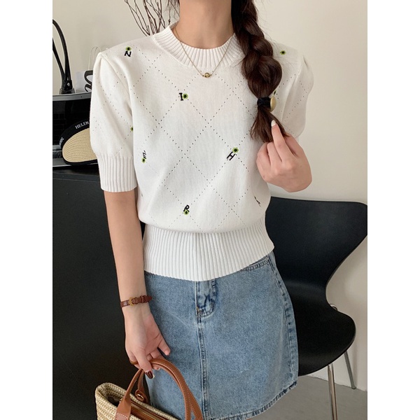 SUXI Áo Thun Dệt Kim Tay Ngắn Dáng Rộng Thời Trang Mùa Hè Dành Cho Nữ