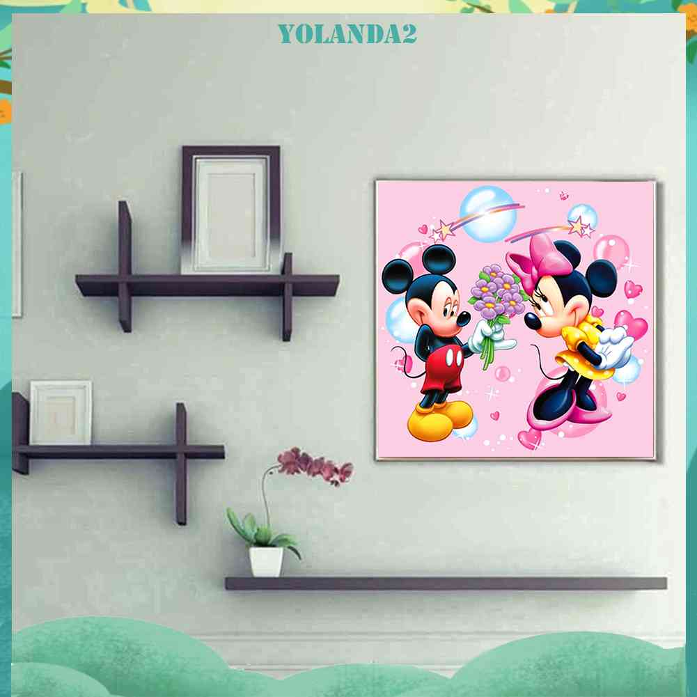 Bộ Tranh Đính Kim Cương Toàn Bộ Hình Vẽ Vịt Và Stitch Trang Trí Nhà Cửa