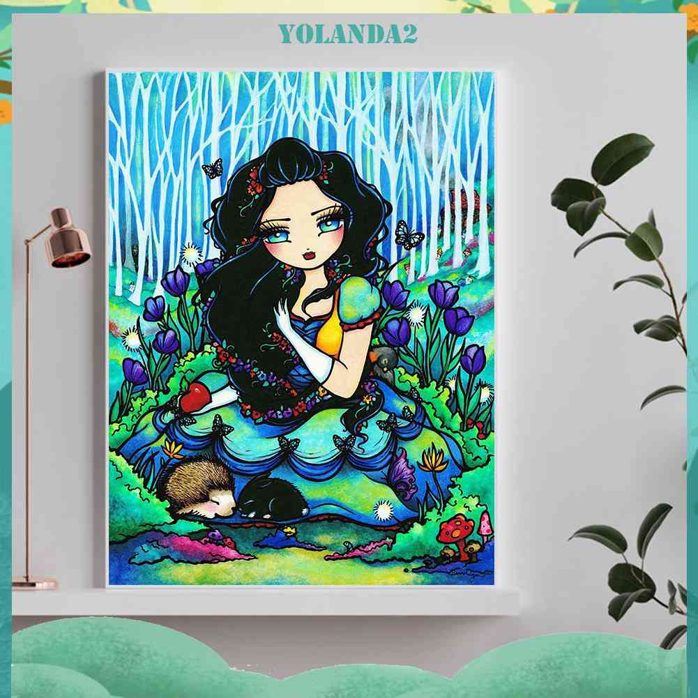 Tranh Đính Đá Kim Cương Toàn Bộ 5D DIY Hình Vẽ Cô Gái Và Hoa Trang Trí Nhà