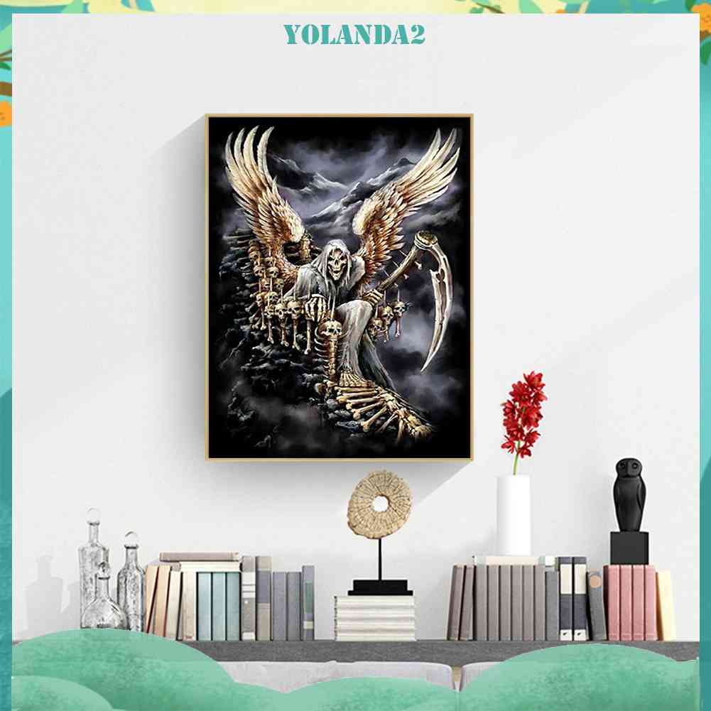 Tranh Đính Đá Kim Cương Toàn Bộ 5D DIY Hình Vẽ Bộ Xương Người Trang Trí Nhà Cửa