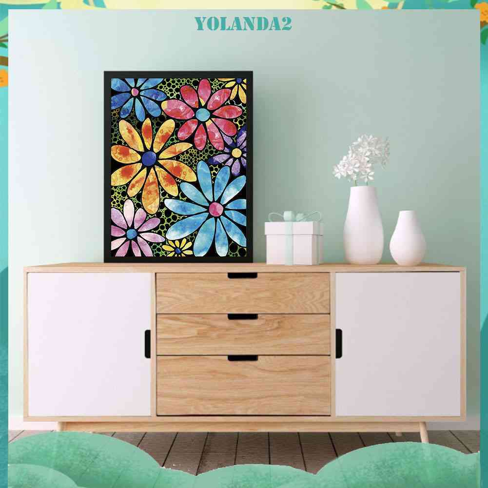 Bộ Tranh Đính Đá 24 Màu Sắc Họa Tiết Hoa Phong Cách Mosaic Độc Đáo Trang Trí Nhà Cửa