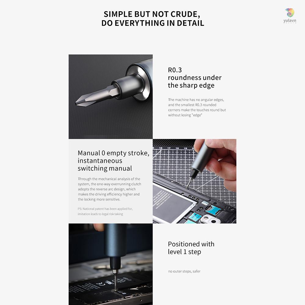 Bộ Tua Vít Điện Mini 25 Trong 1 Với 20 Đầu Thay Thế Và Đèn LED Có Thể Sạc Lại Dùng Sửa Chữa Điện Thoại / Laptop