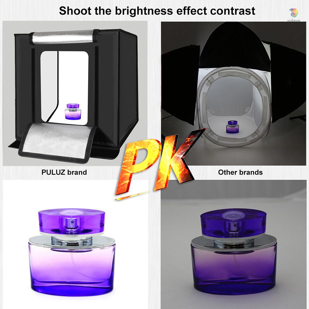 Hộp Chụp Ảnh Chuyên Nghiệp 16 inch 40cm Có Đèn LED 64 Bóng Có Thể Gập Lại Với Phích Cắm Chữ U