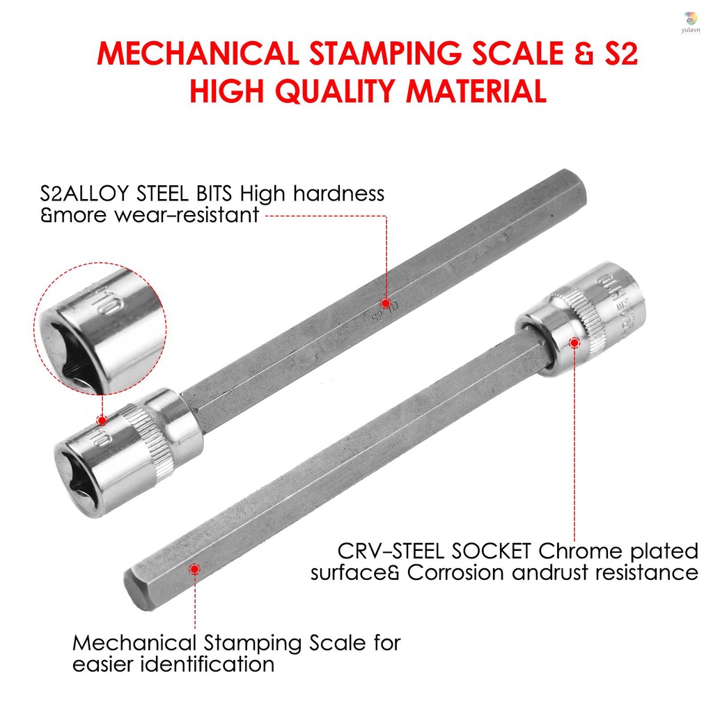 Bộ 15 Đầu Nối Dài Lục Giác 3 / 8 "Chuyên Dụng | Set 12 / 12 / 12 Món Đồ Chơi Chất Lượng Cao | Kích Thước 3mm 10mm 3mm 10mm | Trục Nối Dài 6 "Dài 6" Chuyên Dụng Chất Lượng Cao | Mũi Khoan Thép Cao Cấp S2 S2 Chuyên Dụng | Ổ Cắm Điện Cr-V Chịu Lực Tốt Chuyên