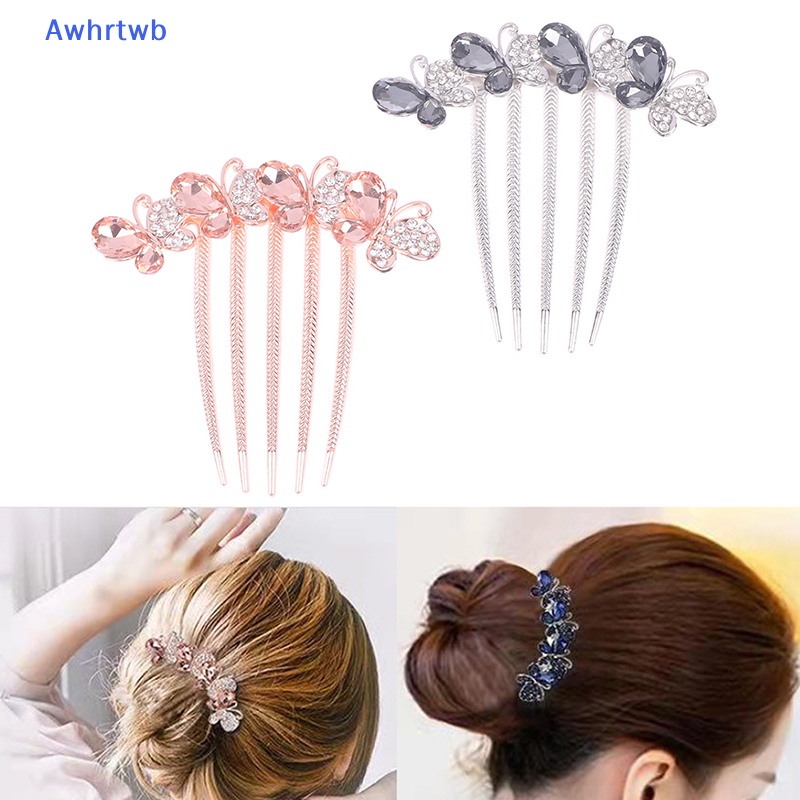 Lược Cài Tóc Hình Bướm Đính Đá Phong Cách Hàn Quốc Cho Người Lớn Mới