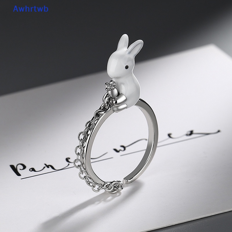 Nhẫn Hở Mạ Bạc 925 Hình Thỏ Và Củ Cải Xinh Xắn Mới