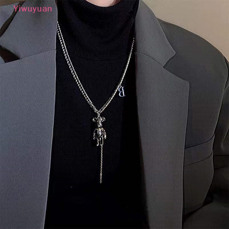< Yiwuyuan > Vòng cổ Hình Gấu Clein Màu Xanh Dương Phong Cách Hip Hop Thời Trang Mới Cho Nam Và Nữ