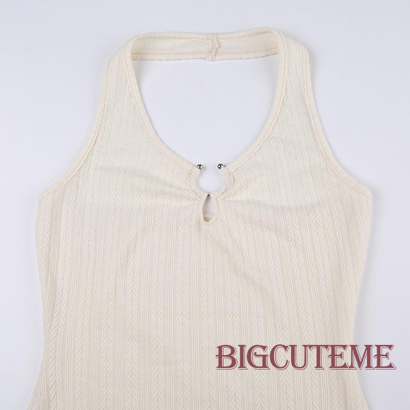 Đầm Ngắn Không Tay Hở Lưng Màu Trắng Thời Trang Mùa Hè Cho Nữ