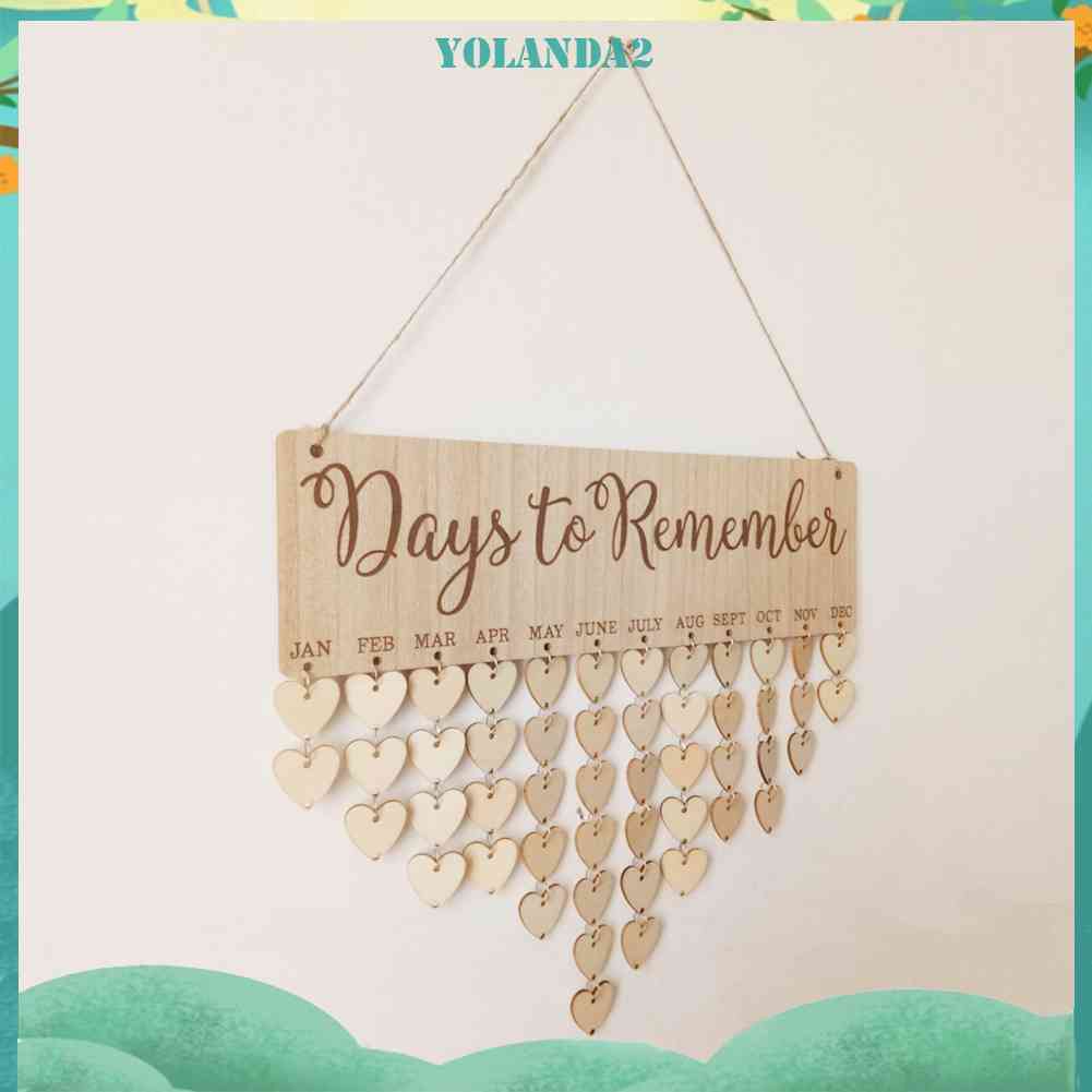 Lịch Nhắc Nhở Ngày Nhắc Nhở Treo Tường Bằng Gỗ Hình Trái Tim DIY
