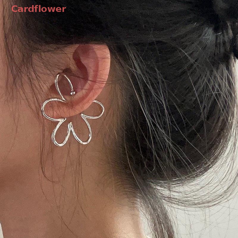 < Cardflower > Khuyên Kẹp Vành Tai Không Xỏ Lỗ Hình Hoa Rỗng Bằng Bạc Thời Trang Mới Cho Nữ