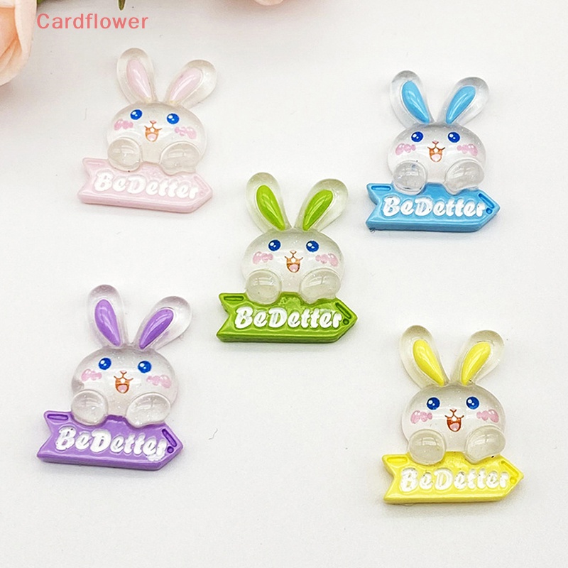 Bộ 5 Phụ Kiện Trang Trí Hình Thỏ Bằng Nhựa Màu Dạ Quang DIY Mới