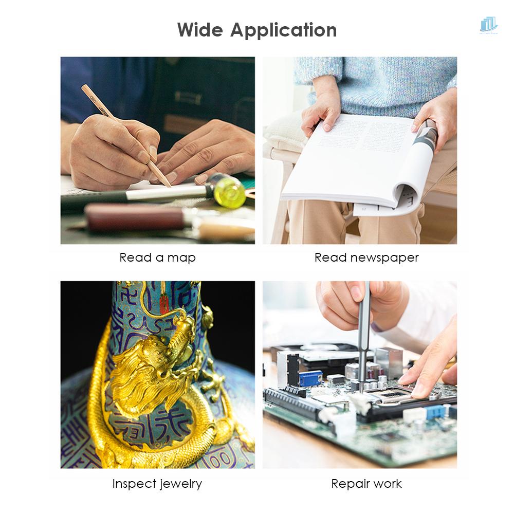 Kính Lúp 60X Kèm 2 Đèn LED Và 1 Đèn UV Có Thể Điều Chỉnh Độ Dài Cho Thợ Làm Trang Sức / Thợ Làm Đồng Hồ