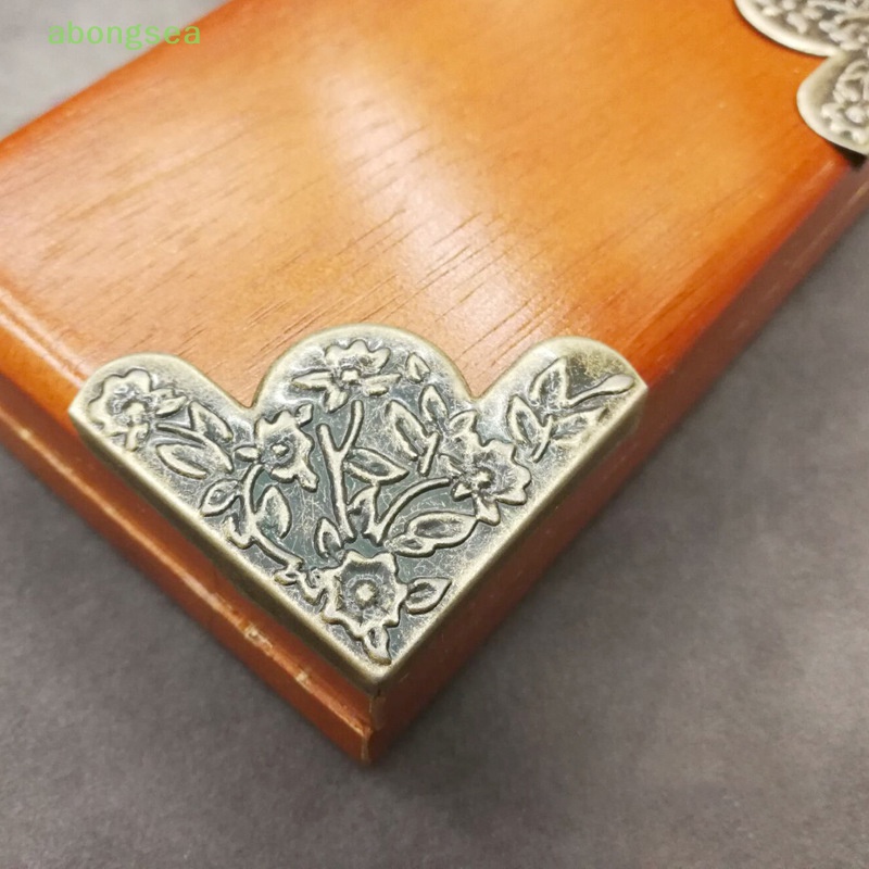 Abongsea Bộ 4 Miếng Kim Loại Chạm Khắc Hoa Trang Trí Góc Hộp Trang Sức Nội Thất