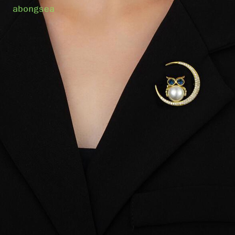 Trâm Cài Áo Hình Cú Mèo Mặt Trăng Nhỏ Xinh Thời Trang Dễ Phối Đồ Cho Nữ