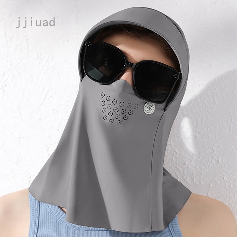 Jjiuad Mũ Chống Nắng Bằng Lụa Lạnh Kèm Khẩu Trang Trọng Lượng Nhẹ Thoáng Khí