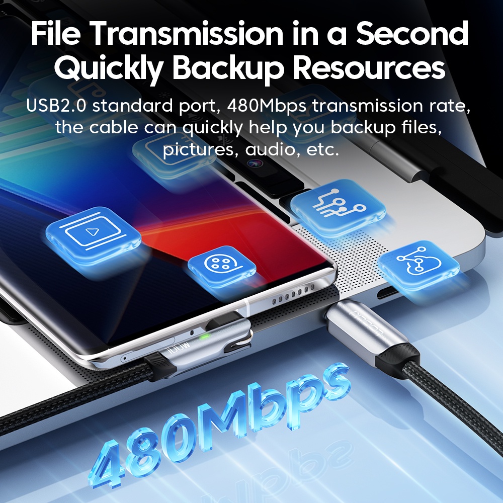 Dây Cáp Sạc Nhanh USB Loại C Xoay 180 Độ 100W 5A Chuyên Dụng Cho Samsung