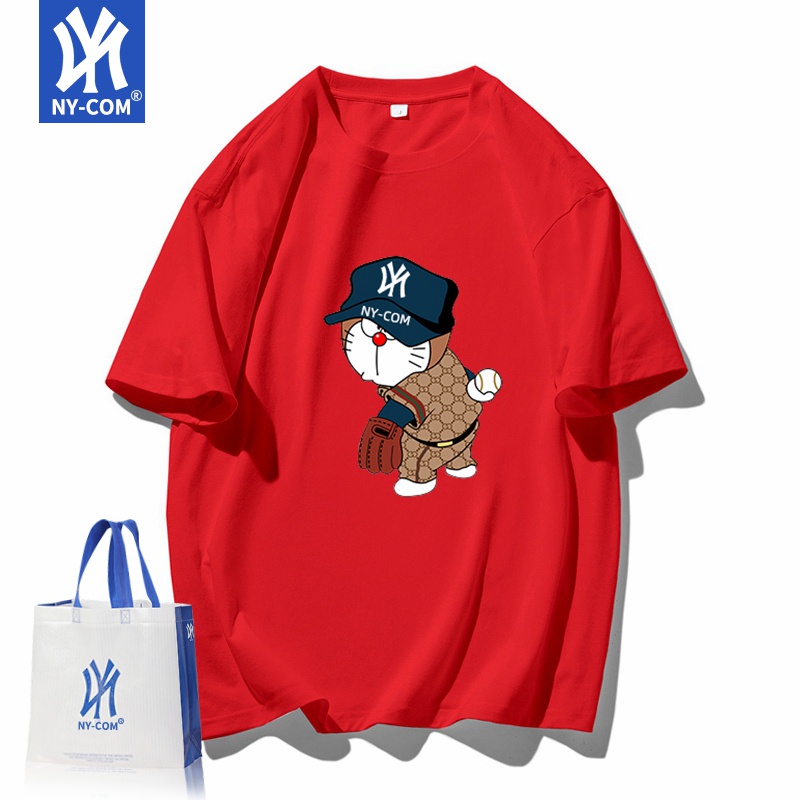 Ny-com Áo Thun cotton Ngắn Tay Form Rộng In Họa Tiết Hoạt Hình Thời Trang Mùa Hè Cho Cặp Đôi