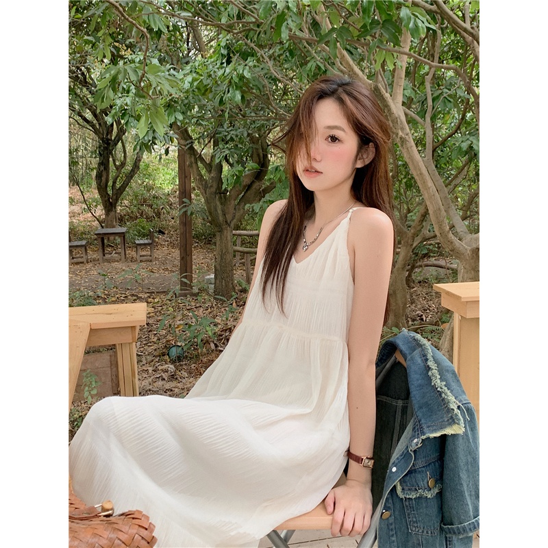 Đầm Hai Dây Mỏng Dáng Rộng Thời Trang Mùa Hè Xinh Xắn Cho Nữ