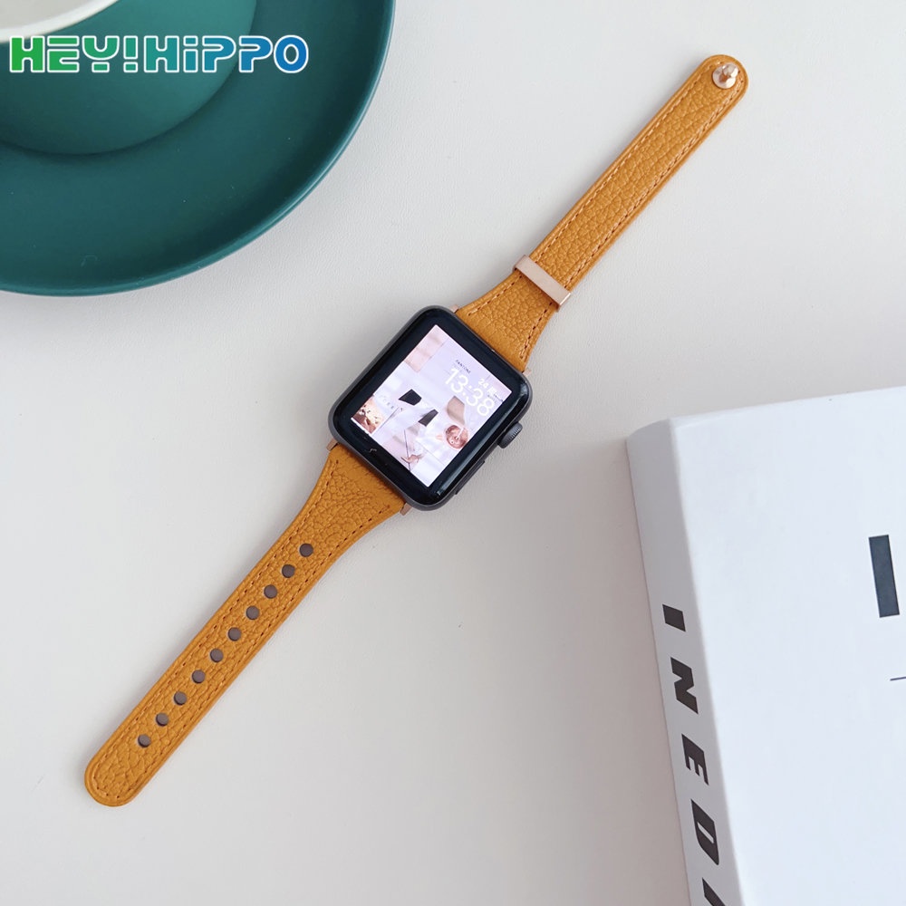Dây Đeo Bằng Da Cừu Có Khóa Kim Loại Cho Đồng Hồ Thông Minh series 8 / 7 / 6 / SE / 5 / 4 iwatch 45 / 44 / 42 / 41 / 40 / 38mm