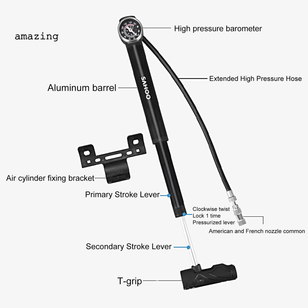 Ống Bơm Xe Đạp Bằng Hợp Kim Nhôm Trọng Lượng Nhẹ Chống Mòn