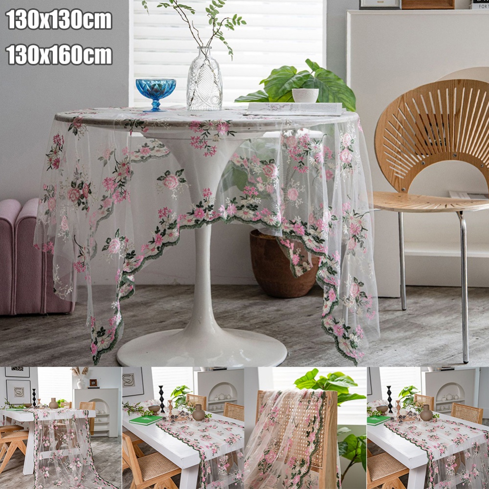 Khăn Trải Bàn Vải Voan Mềm Mại Thêu Họa Tiết Dùng Trang Trí