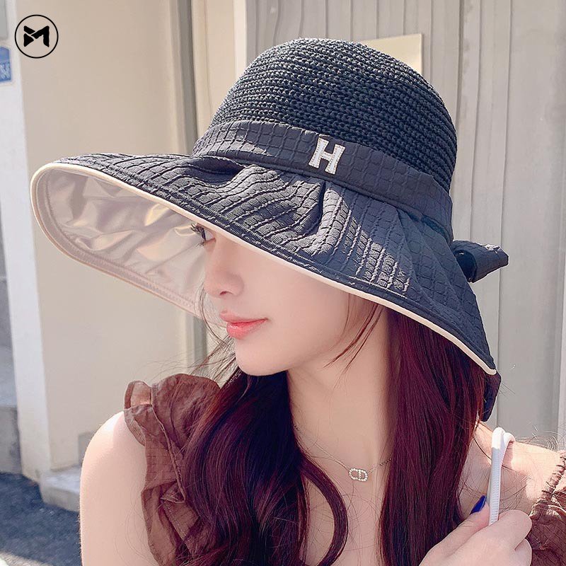 Nón Tai Bèo Vành Rộng Thoáng Khí Đính Nơ Phong Cách Hàn Quốc Thời Trang Mới 2023 Cho Nữ