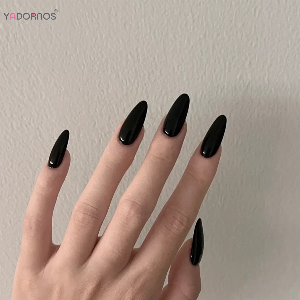Móng Tay Giả YADORNOS Màu Đen Bóng Không Làm Đau Tay Không Dễ Gãy