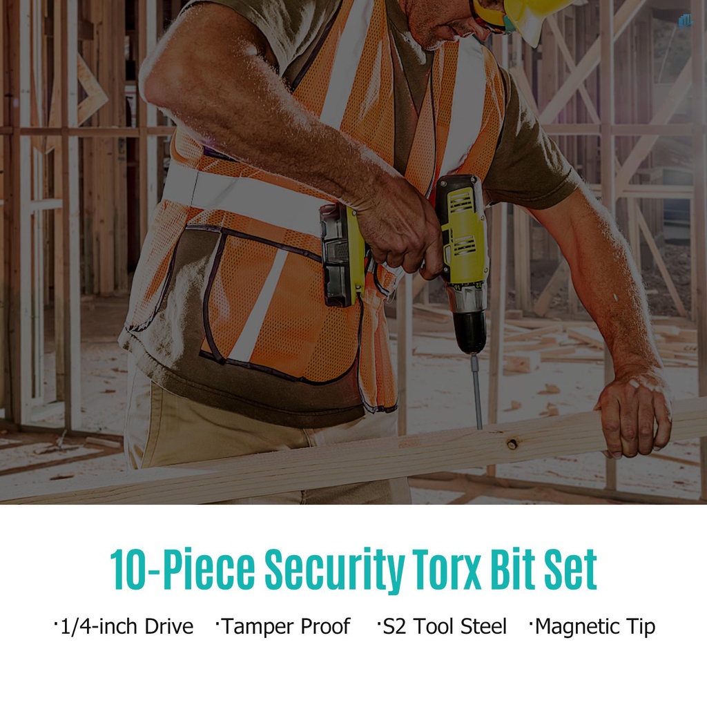 Bộ 10 Mũi Tuốc Nơ Vít Torx Bit 1 / 4-inch Tamper 3.93-inch S2 Bằng Thép Từ Tính Chống Thấm Nước Chuyên Dụng Cho Sửa Chữa Điện