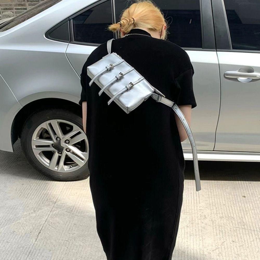 Túi Đeo Chéo Da PU Đựng Mỹ Phẩm Cỡ Lớn Phong Cách Đường Phố Hàn Quốc