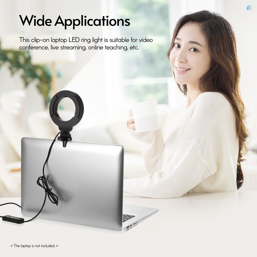 Vòng Đèn LED Mini 4 Inch 3 Chế Độ Sáng 3200K-6500K Kèm Đầu Chuyển Đổi USB Chuyên Dụng Cho Laptop