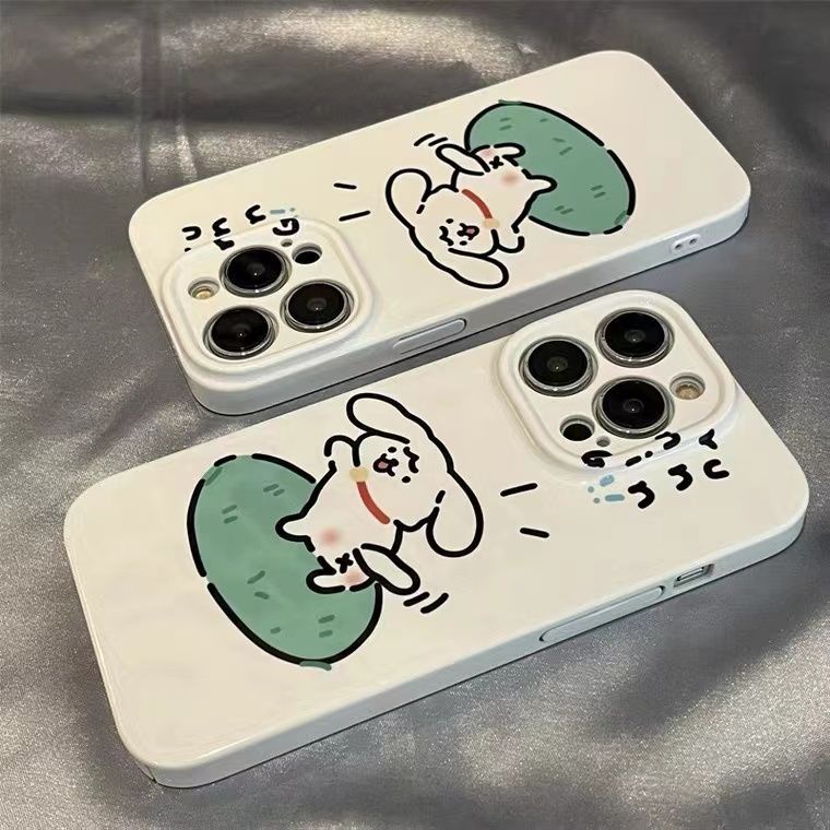 Phù Hợp Ốp Điện Thoại Cứng Họa Tiết Cún Cưng Màu Trắng Lấp Lánh Thời Trang Cho iPhone 14 12 13Promax