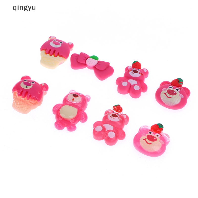 Bộ 20 Tượng Gấu Và Dâu Tây Hoạt Hình Mini Bằng Nhựa Resin Trang Trí Sổ Tay Diy