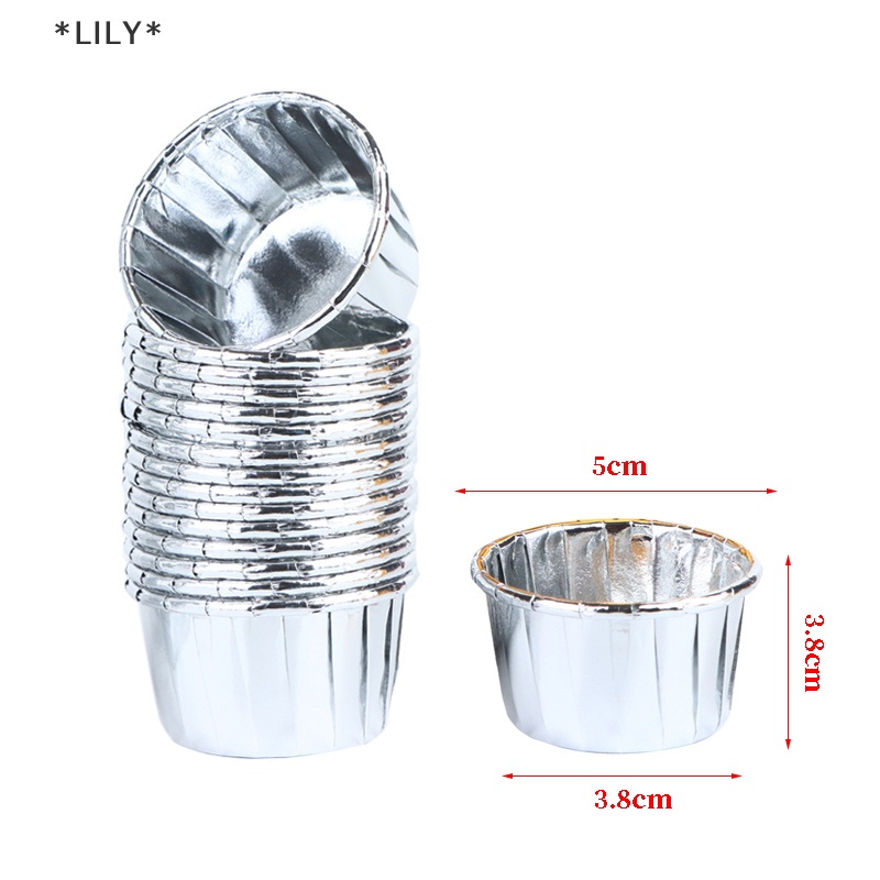 LILY 50 cái nhỏ cupcake lá cupcake wrapper giấy vàng bạc cupcake Baking cup uuu