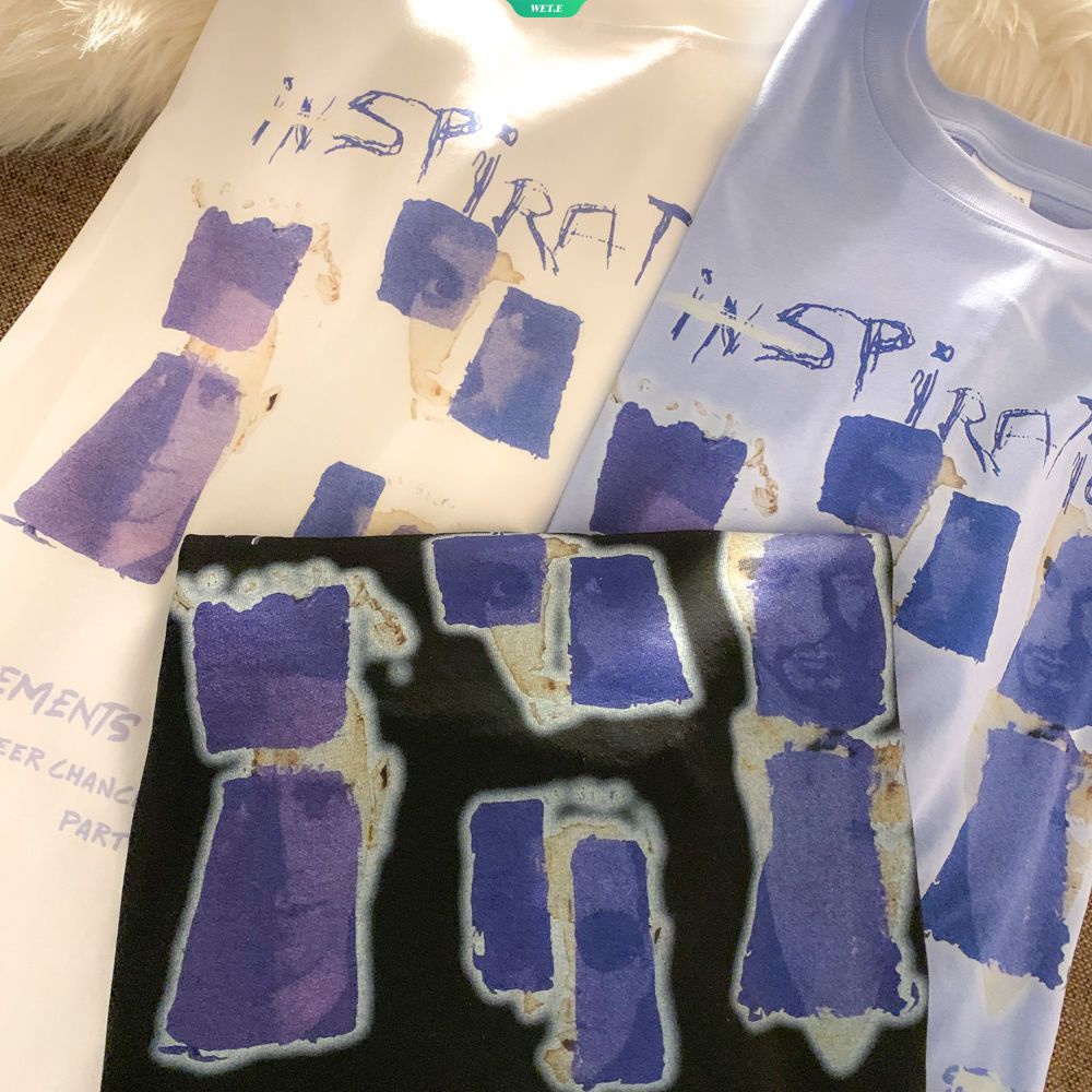 Áo Thun Tay Ngắn Dáng Rộng Bằng Cotton In Họa Tiết Graffiti Đơn Giản Thời Trang Mùa Hè Hàng Mới Dành Cho Nam Nữ