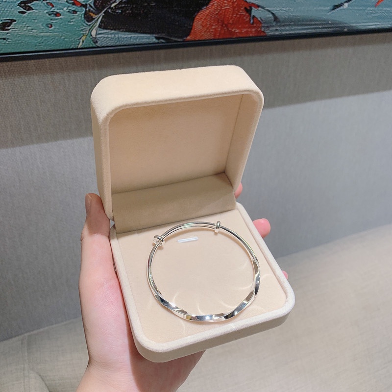 Vòng Tay Bạc Trơn Đơn Giản Mẫu Sen young Systems Phiên Bản Hàn Quốc Cho Nữ