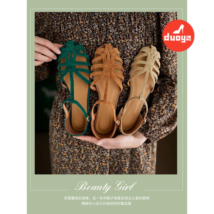 Giày Xăng Đan Đế Bằng Dày Dặn Đính Đá Lấp Lánh Chống Trượt Thời Trang Mùa Hè Cho Nữ 2022