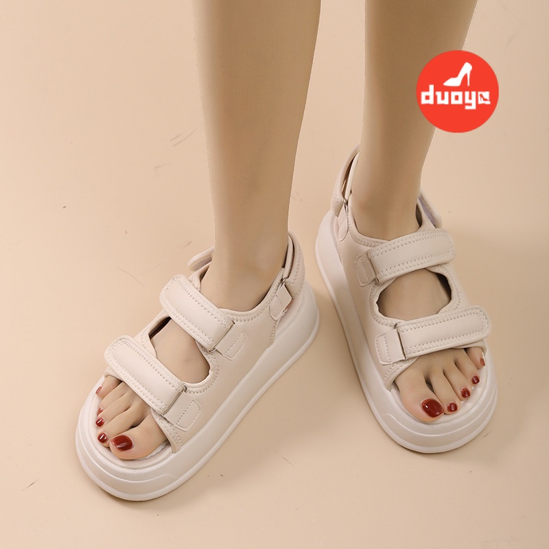 Duoya Giày Sandal Đế Phẳng Dày Dặn Phong Cách Roman Cho Nữ