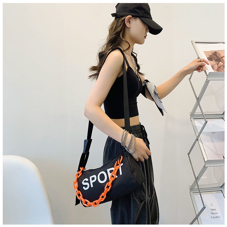 Niche Túi Đeo Chéo Vải Oxford Hình Trụ Đơn Giản Phong Cách Hip Hop Đường Phố Cá Tính Dễ Phối Đồ Cho Nam Và Nữ Haobing boutiqu