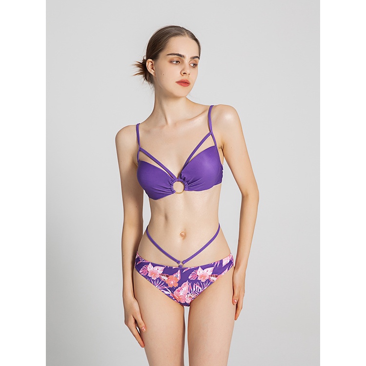 Bộ Bikini Ba Mảnh Họa Tiết Hoa Phong Cách Âu Mỹ Quyến Rũ Cho Nữ
