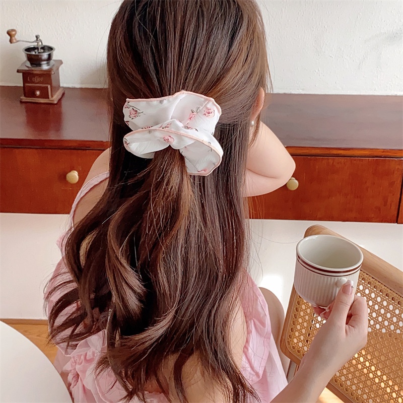 1 Dây Cột Tóc Cao Su Vải In Họa Tiết Hoa Tươi Mới Mùa Hè Cho Nữ